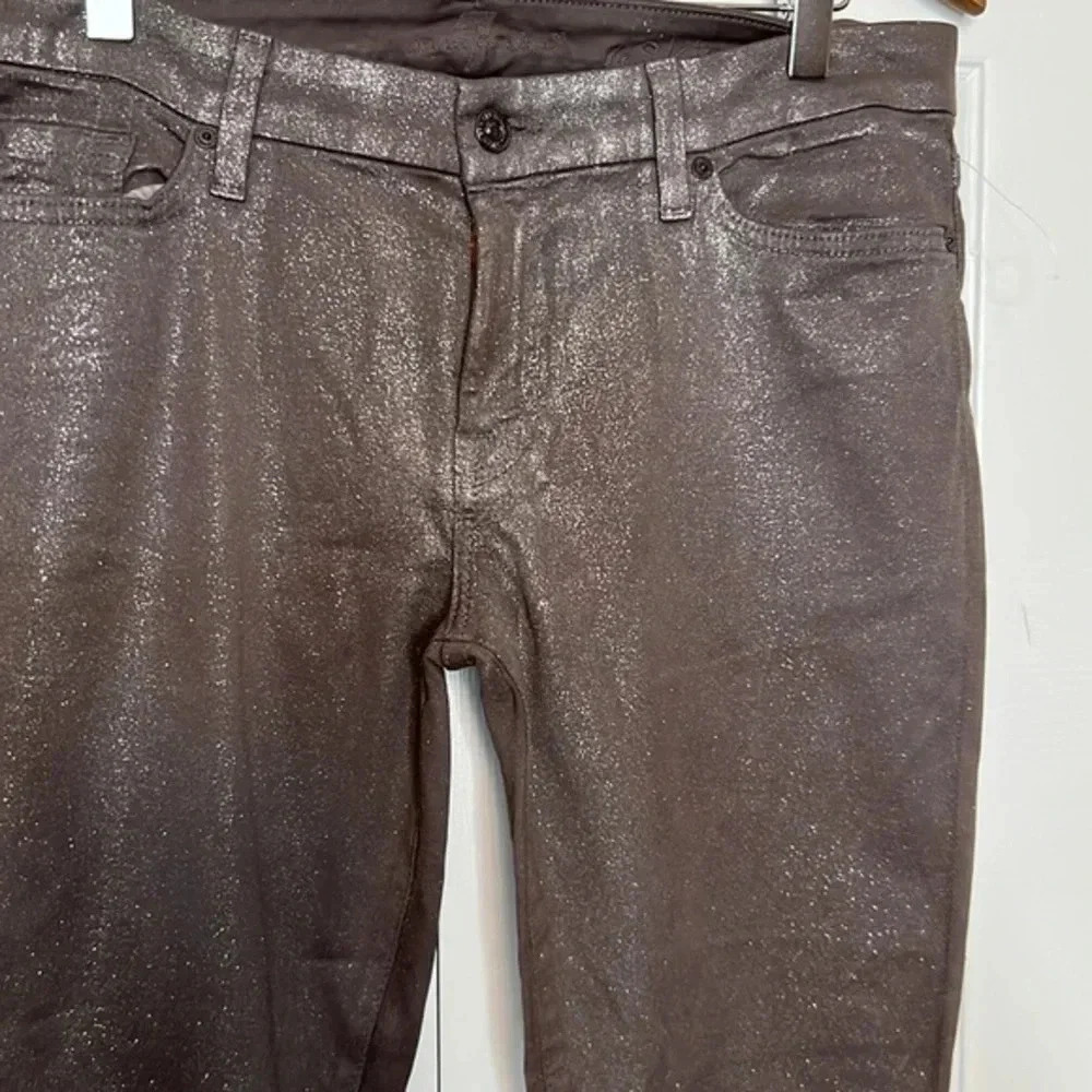 7 for all Mankind Ankle Skinny jeans with light metallic bronze size 32 NWT - Picture 4 of 7